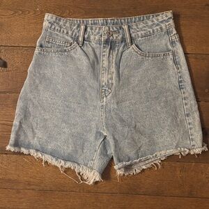 SHEIN Light Blue Frayed Hem Jean Shorts